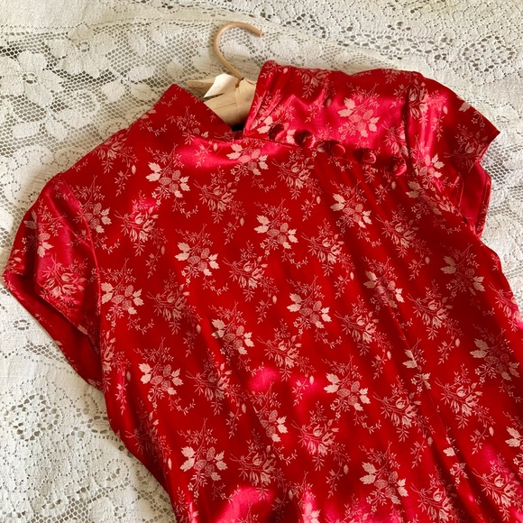 Vintage Knapp Studio Cheongsam Chinese red floral 90s y2k dress - Picture 4 of 6